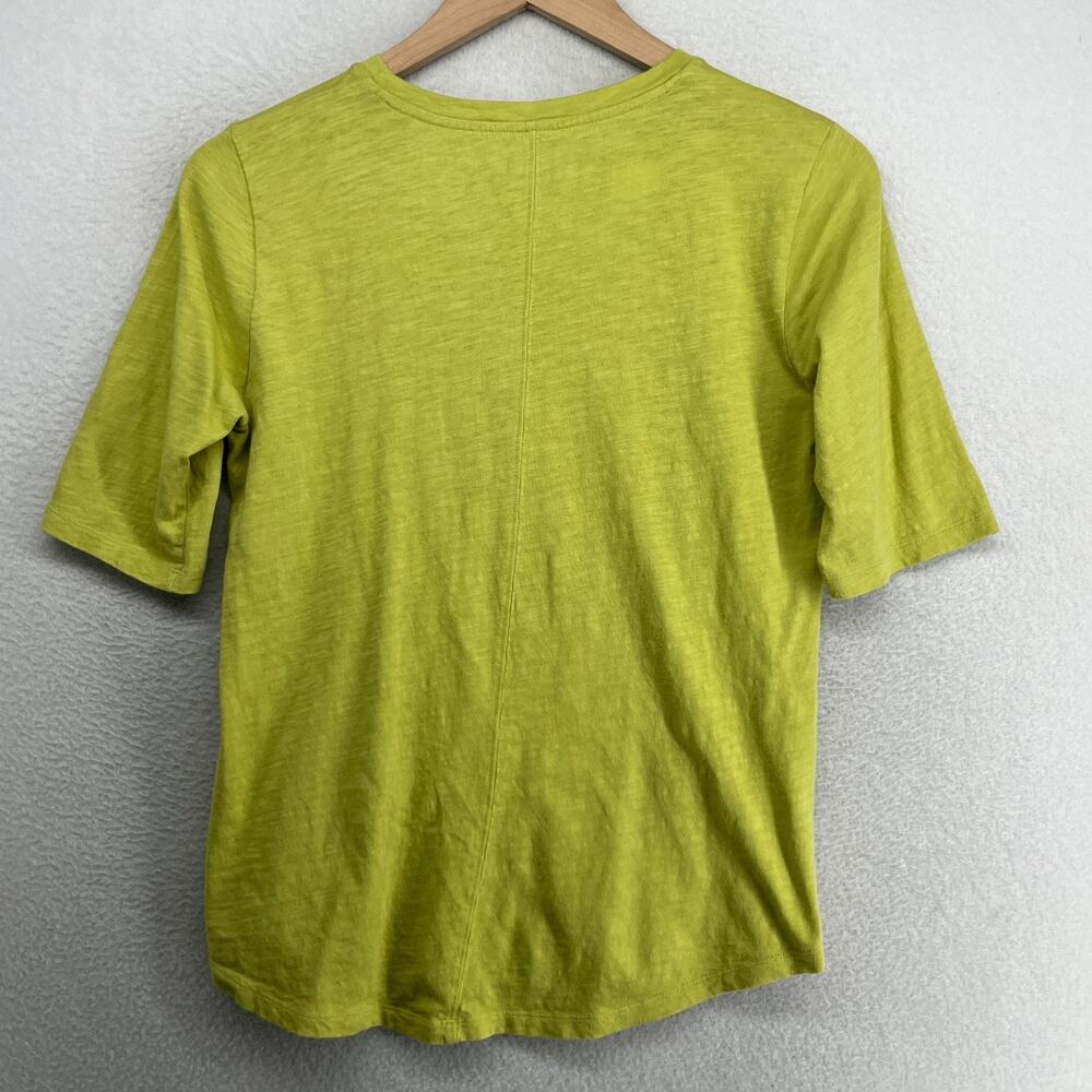 EILEEN FISHER Top XS Slub Organic Cotton Jersey Crew Neck Short Sleeve Green - Picture 2 of 10